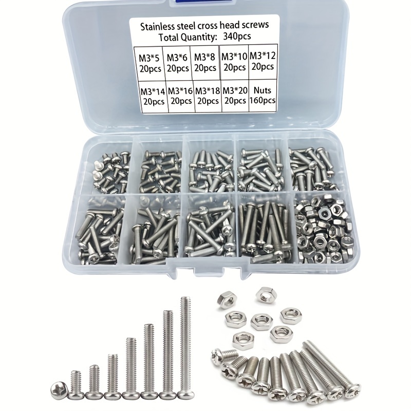 340pcs M3 Stainless Steel Phil - đánh giá và giá Nuts Mix