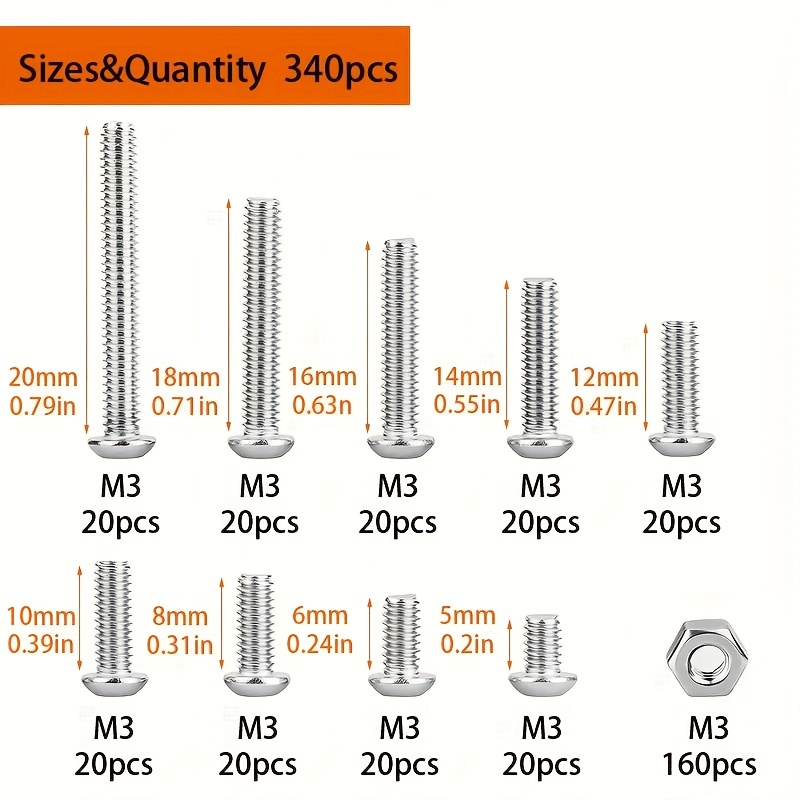 340pcs M3 Stainless Steel Phil - đánh giá và giá Nuts Mix